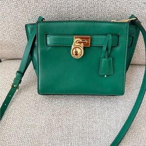 Michael Kors Green Leather Crossbody with Gold Hardware